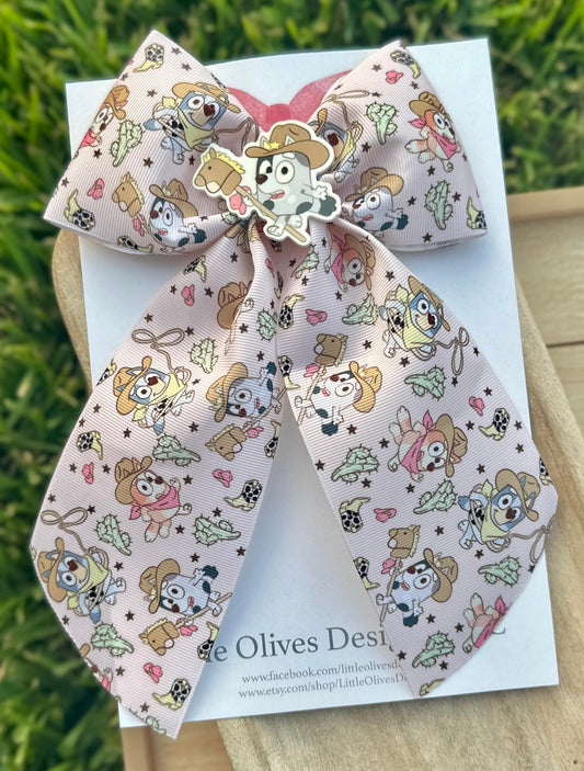 GREY DOG RIBBON BOW