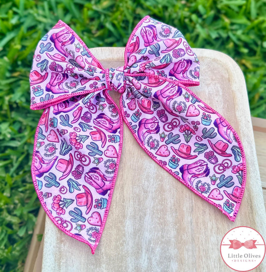 PINK COWGIRL LARGE SOPHIE BOW