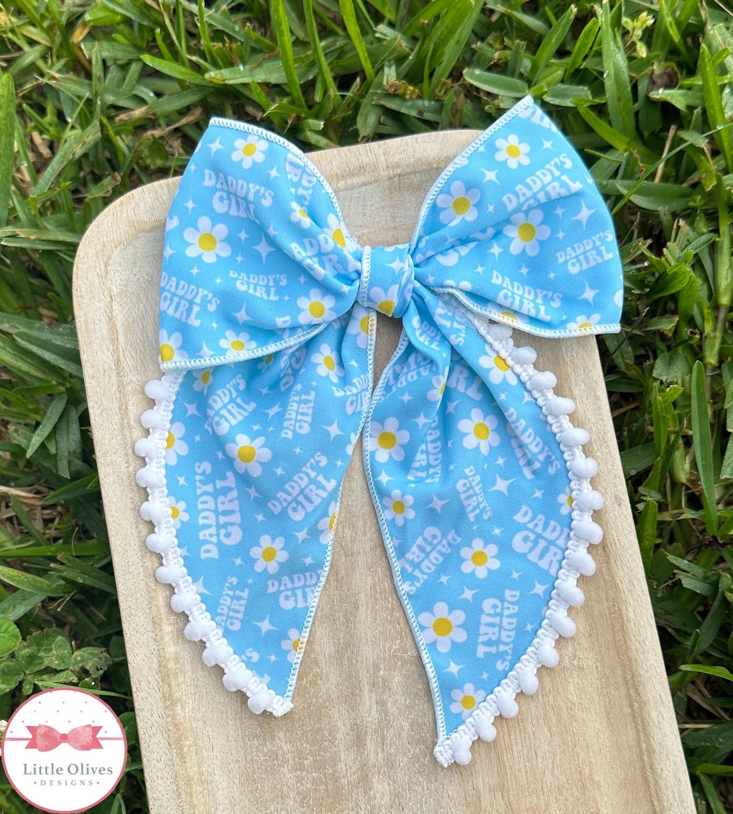 DADDY'S GIRL FABRIC TRIM BOW