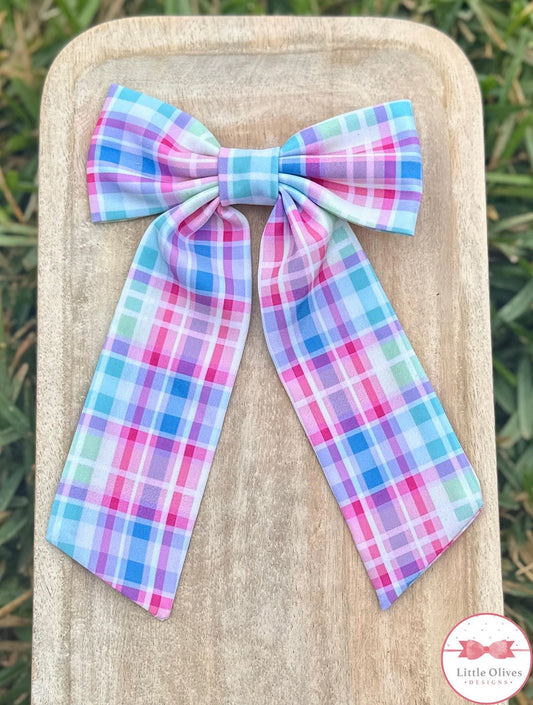 EASTER PLAID LONG SOPHIE BOW
