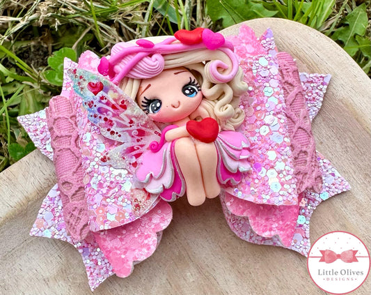 VALENTINE'S DAY FAIRY CLAY BOW - BLONDE HAIR