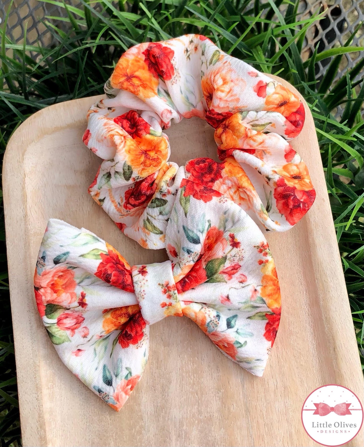 MAPLE FLORAL SCRUNCHIE OR BOW