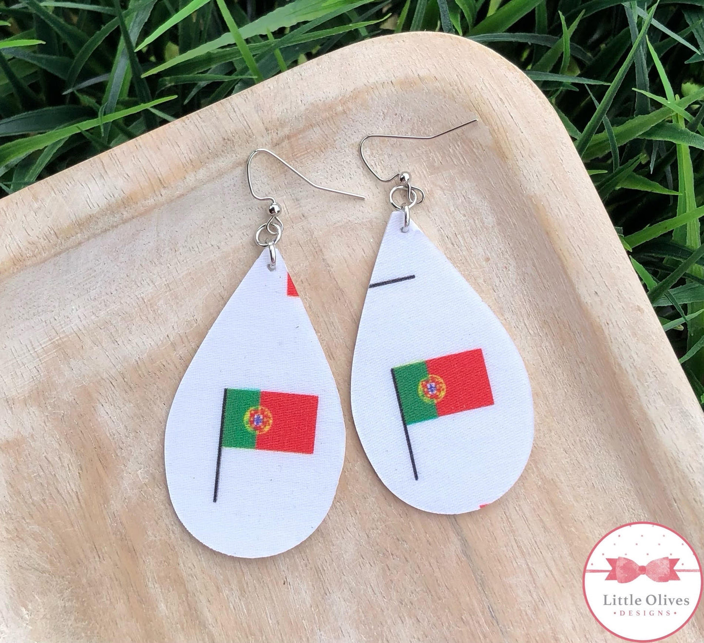 PORTUGAL FLAG FABRIC EARRINGS