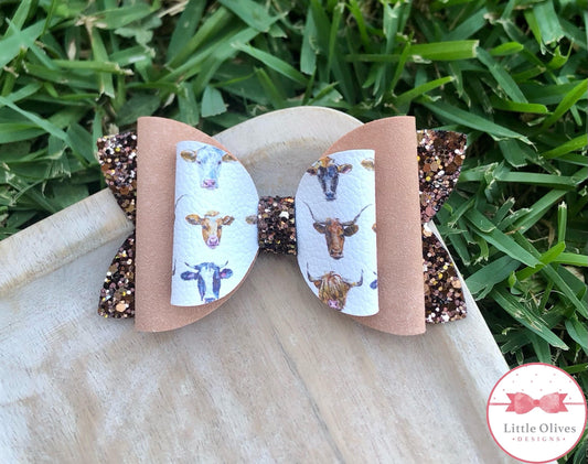 FLORAL COWS BOW