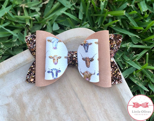 FLORAL COWS BOW