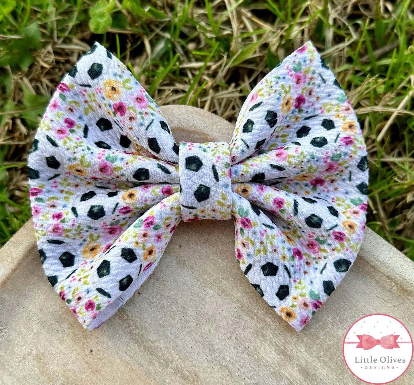 FLORAL SOCCER SCRUNCHIE & BOW