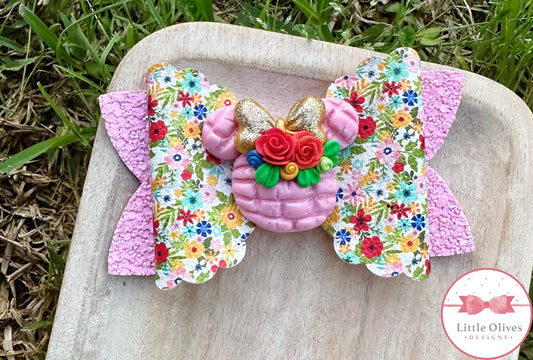 FLORAL MOUSE CONCHA CLAY BOW