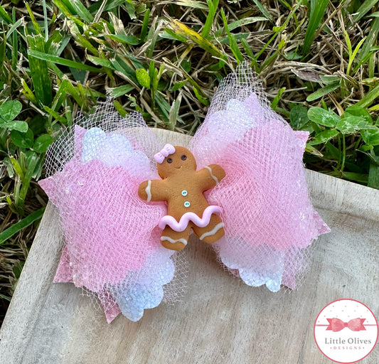 GINGERBREAD GIRL CLAY BOW