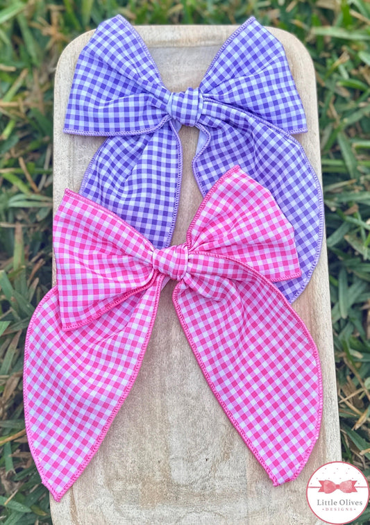SPRING GINGHAM LARGE SOPHIE BOW