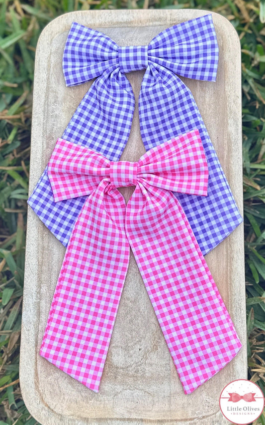 SPRING GINGHAM LONG SOPHIE BOW