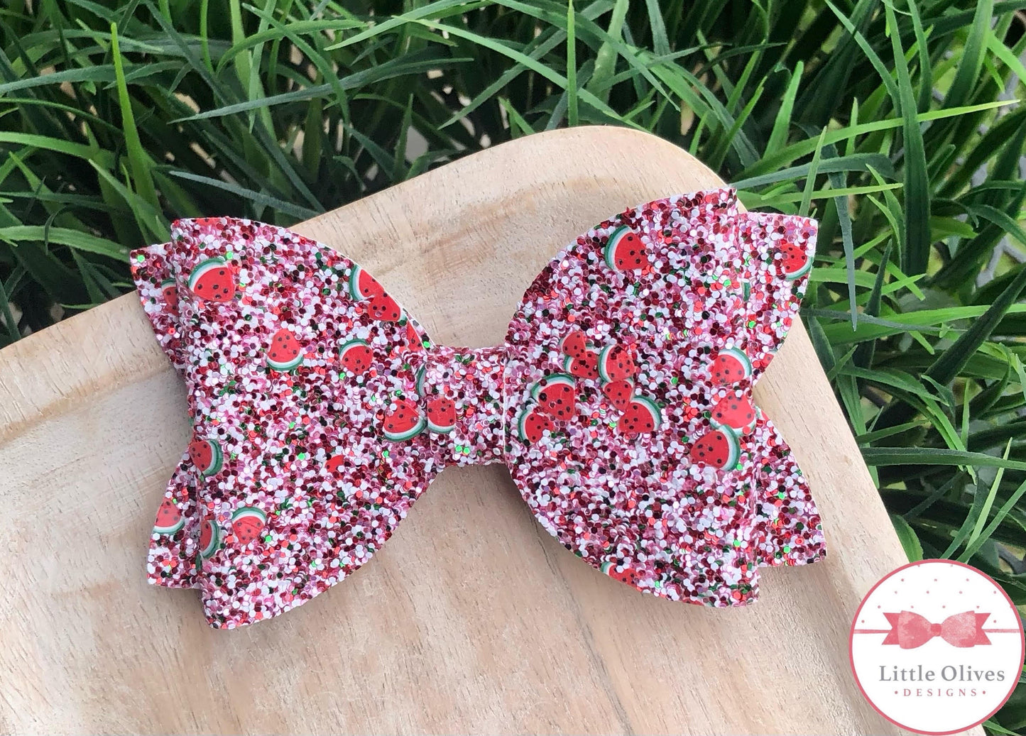 WATERMELON GLITTER BOW