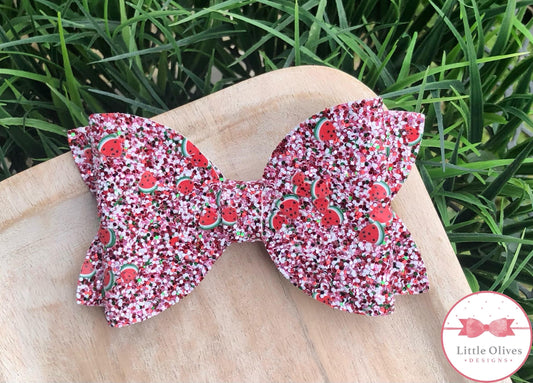 WATERMELON GLITTER BOW