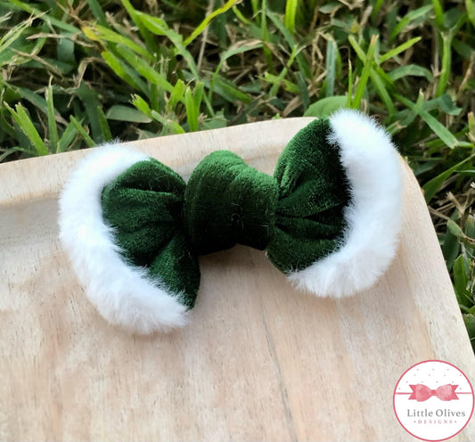 Green Santa bow clip