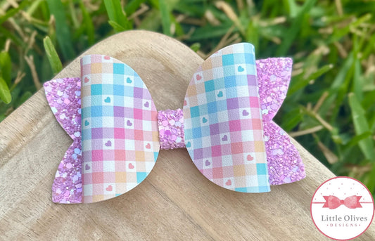 HEART PLAID BOW