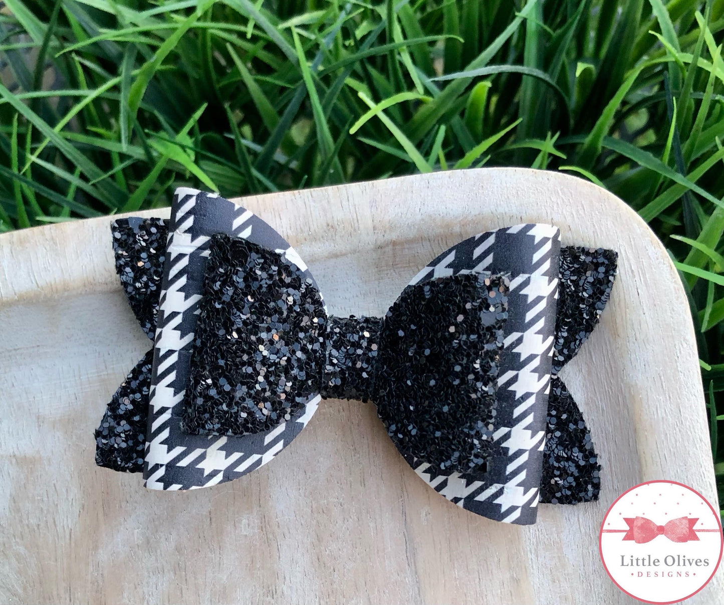 BLACK HOUNDSTOOTH CORK BOW