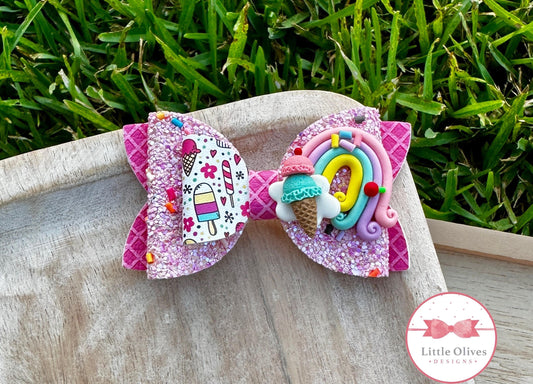 ICE CREAM RAINBOW CLAY BOW