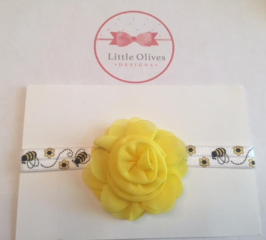 yellow chiffon rose with bee headband