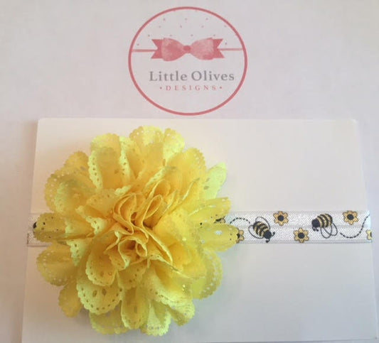yellow eyelet flower with bee headband