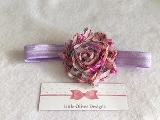 shabby pink multi flower with lavender headband