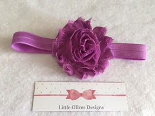 purple shabby flower headband
