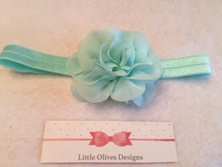 aqua chiffon flower and headband