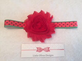 red shabby flower with watermelon headband