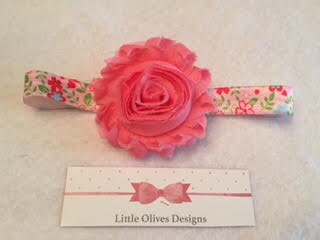light pink shabby flower with multi flower pink headband