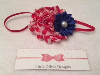 4th of July - red white and blue with skinny red headband