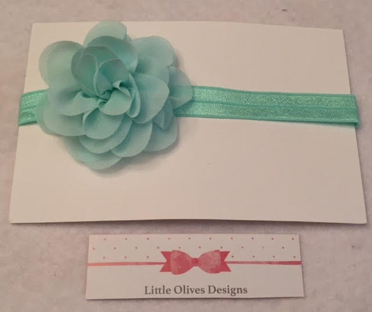 aqua chiffon flower and headband