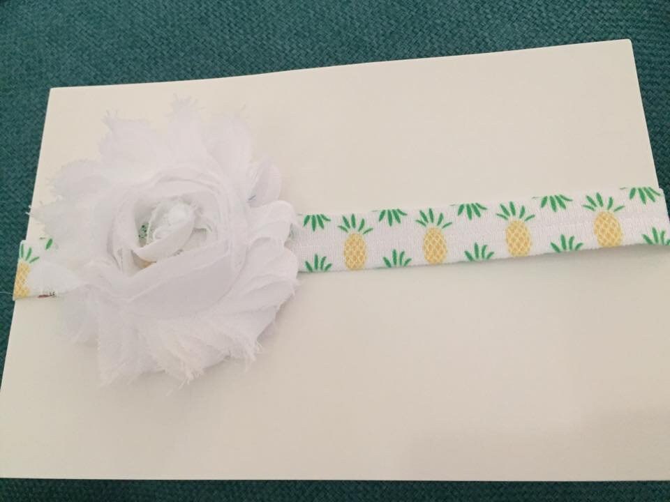 white flower with pineapple headband