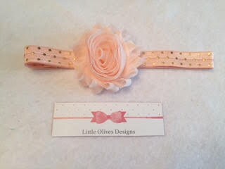 peach flower and headband with gold dots