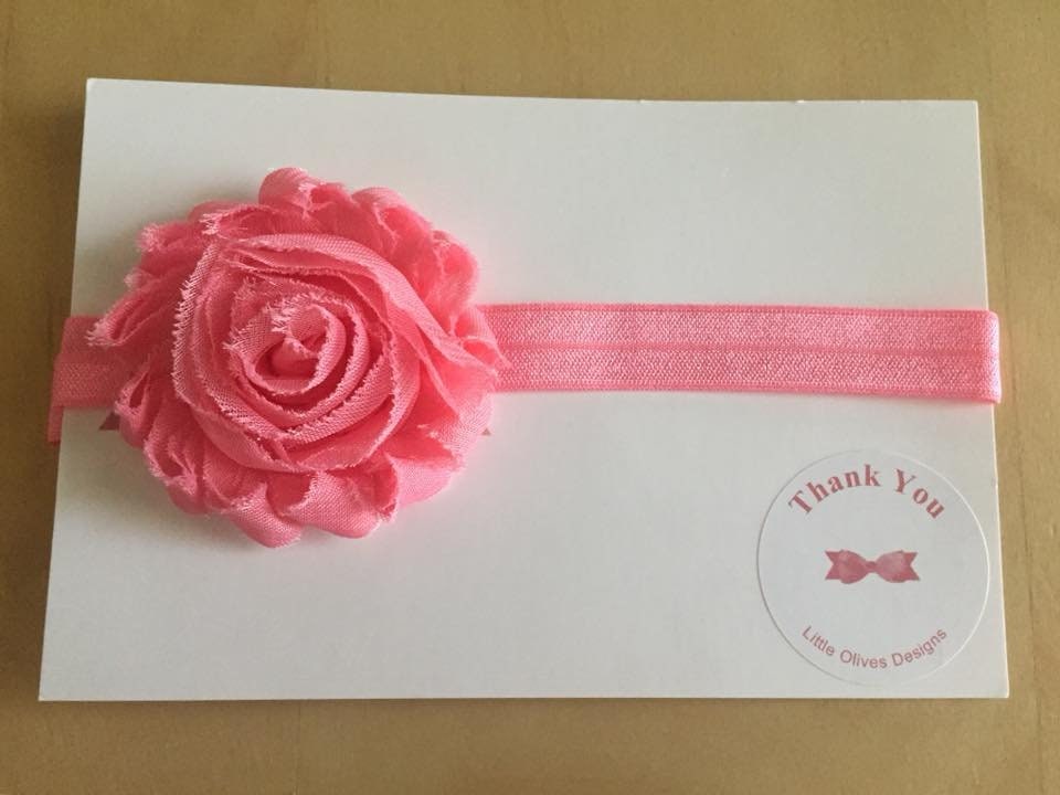 pink - salmon - flower headband