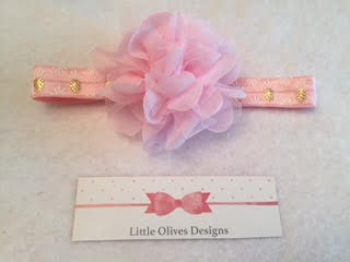 pink tulle and chiffon flower with pink and gold pineapple headband