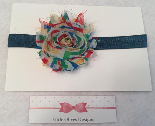 rainbow chevron blue headband
