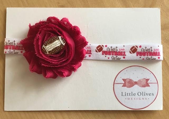 Cutest Little Football Sister elastic headband