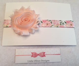 light peach shabby flower with pink rose and black vintage inspired band