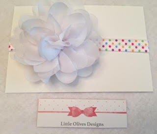 white chiffon flower with rainbow white dots