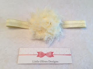 cream shabby flower and headband