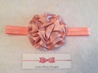 light pink satin cabbage flower with light pink headband