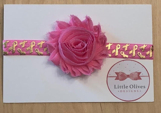 awareness headband - pink and gold ribbon breast cancer awareness headband