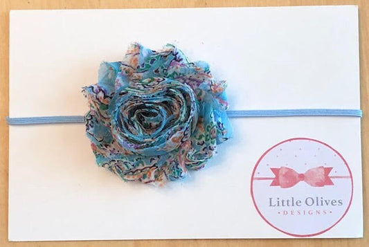blue paisley flower headband