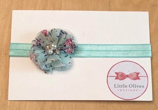 small floral aqua headband