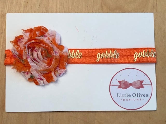 Gobble - orange gobble gobble Thanksgiving headband