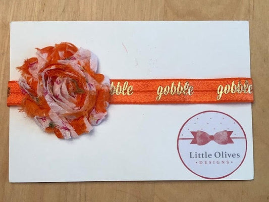 Gobble - orange gobble gobble Thanksgiving headband