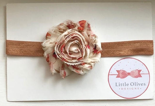 fall headband - brown and cream floral headband