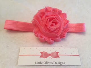 pink shabby flower with baby pink headband