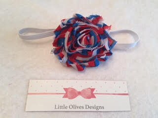 4th of July - red white and blue chevron with skinny white headband