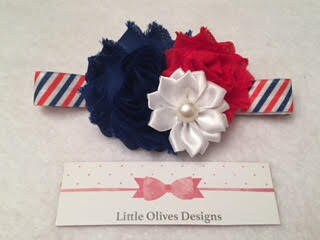 4th of July - red white and blue with stripes headband