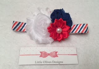 4th of July - red white and blue with stripes headband