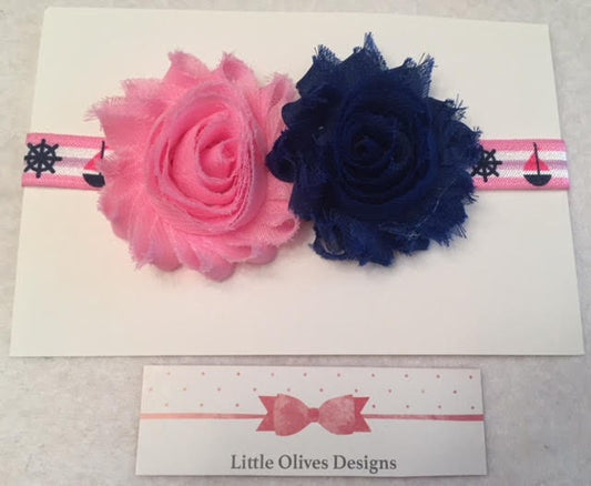 pink and blue sailboat headband